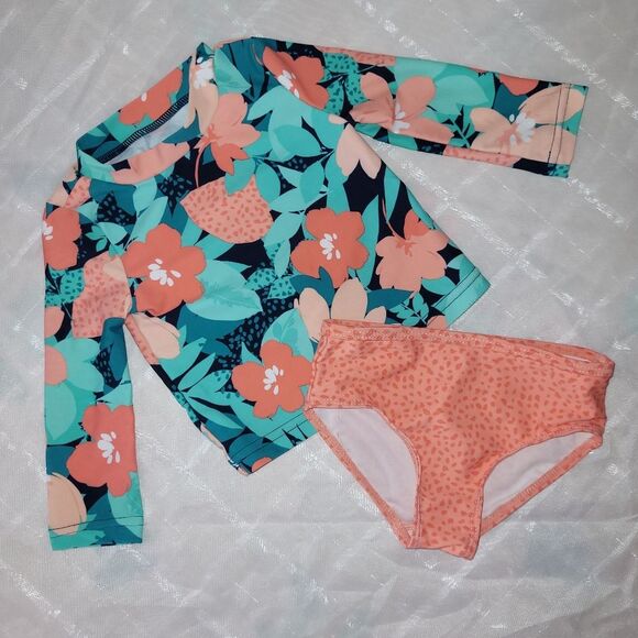 Just one you by carter's 6 month girl floral rash guard and bottom 2 piece set - Picture 1 of 2